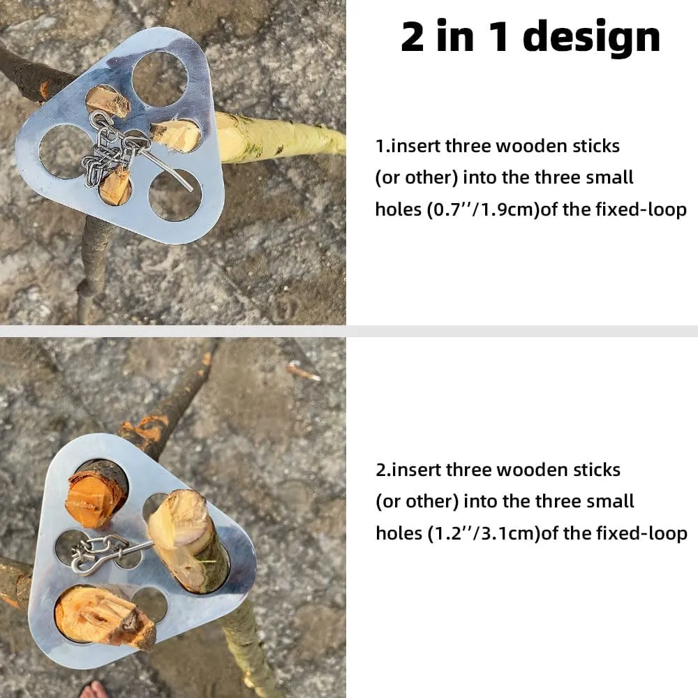 Camping Tripod Board，Turn Branches into Campfire Tripod ，Stainless Steel Campfire Support Plate with Adjustable Chain，for Hanging Cookware,Portable Camping Gear (Plus)