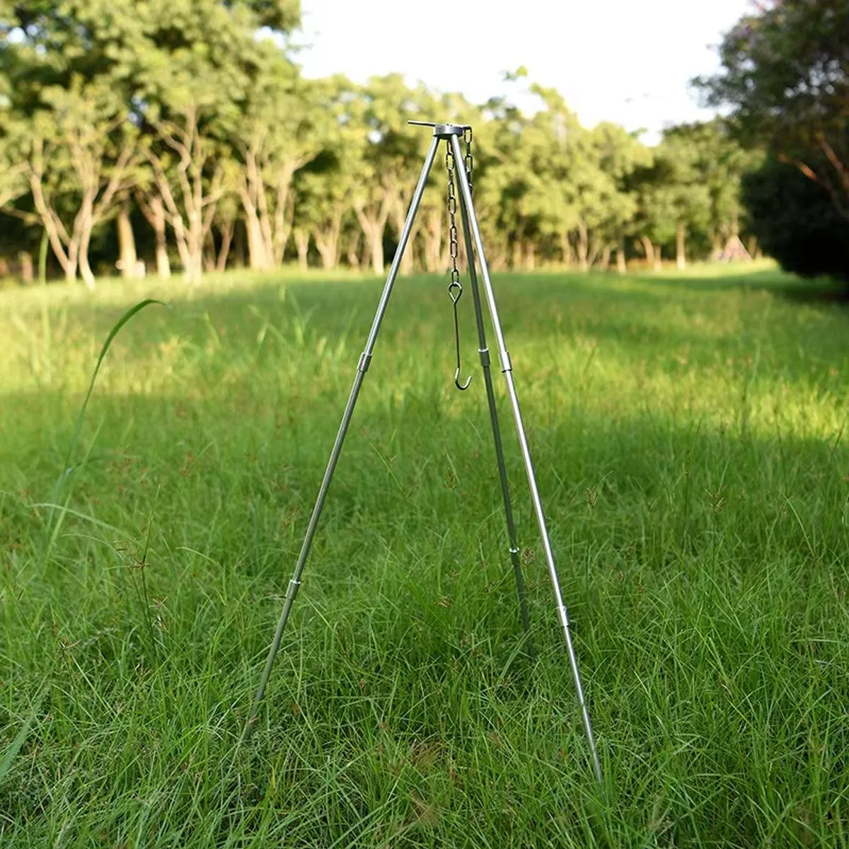 Camping Tripod Outdoor Cooking Pot Cast Iron Fire Grill Oven for Picnic Campfire
