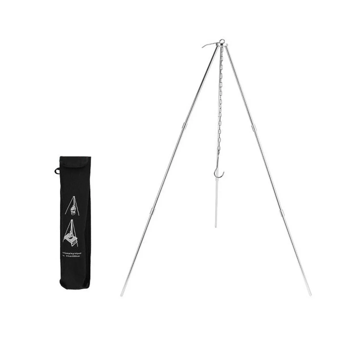 Camping Tripod Outdoor Cooking Pot Cast Iron Fire Grill Oven for Picnic Campfire