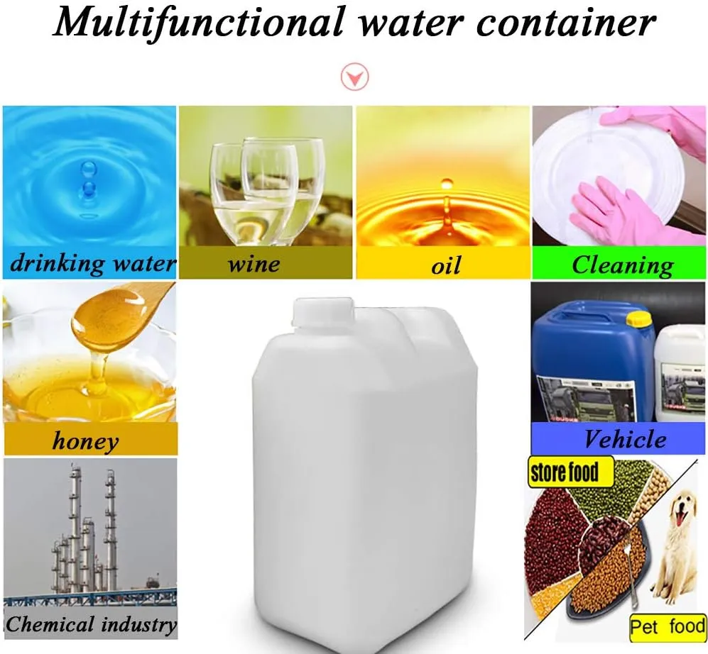 Camping Water Carrier 2 Pack Multifunction Universal F-Style Water Jug Container Plastic with Cap Handle, Reusable Thicken BPA-Free Containers Leak Proof Translucent for Residential C(Size:5L-White)