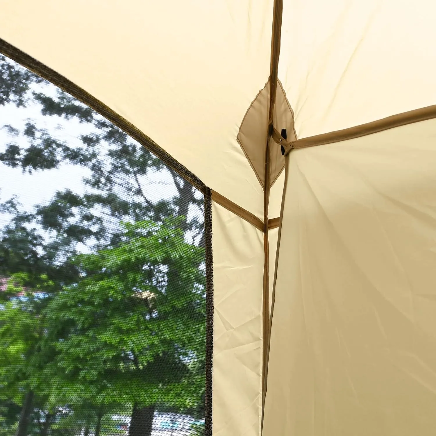CAMPROS CP Screen House Room with 1 Pc Removal Wind/Sun Panel Canopy Tent Camping Tent Screen Shelter Gazebos for Patios Outdoor Camping Activities, 10'X10'X86in(H) - Beige