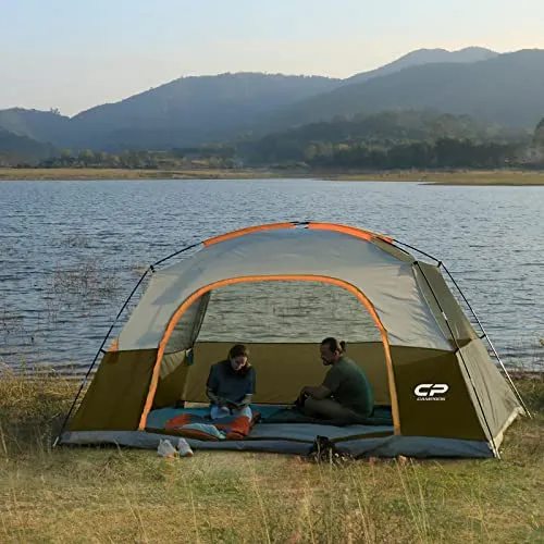 CAMPROS CP Tent 8 Person Camping-Tents, Waterproof Windproof Family Dome Tent with Top Rainfly, Large Mesh Windows, Double Layer, Easy Set Up, Portable with Carry Bag - Olive