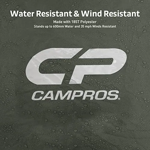 CAMPROS CP Tent 8 Person Camping-Tents, Waterproof Windproof Family Dome Tent with Top Rainfly, Large Mesh Windows, Double Layer, Easy Set Up, Portable with Carry Bag - Olive