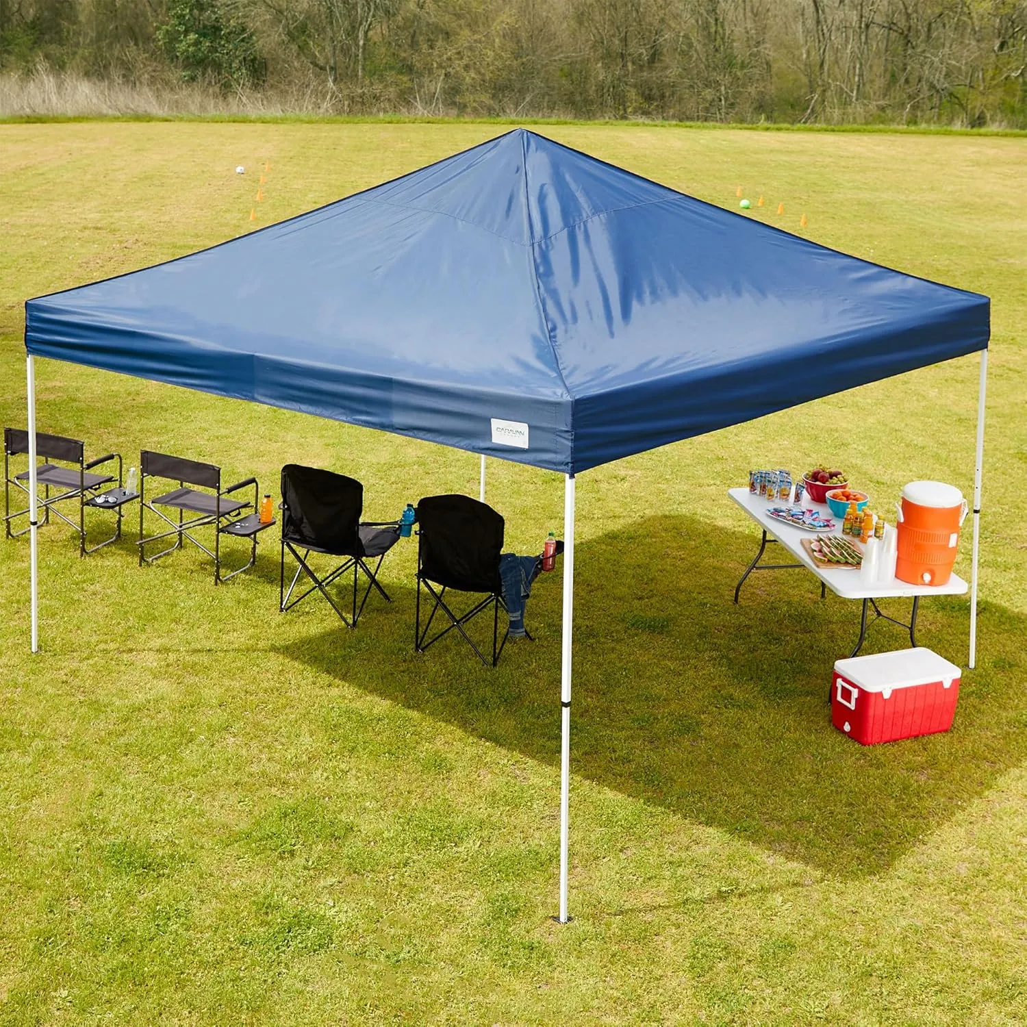 Canopy M Series Pro 2 10 x 10 Foot Lightweight Steel Frame Shade Tent with Rising Truss System, Pull Pin Sliders, and Roller Bag, Navy Blue