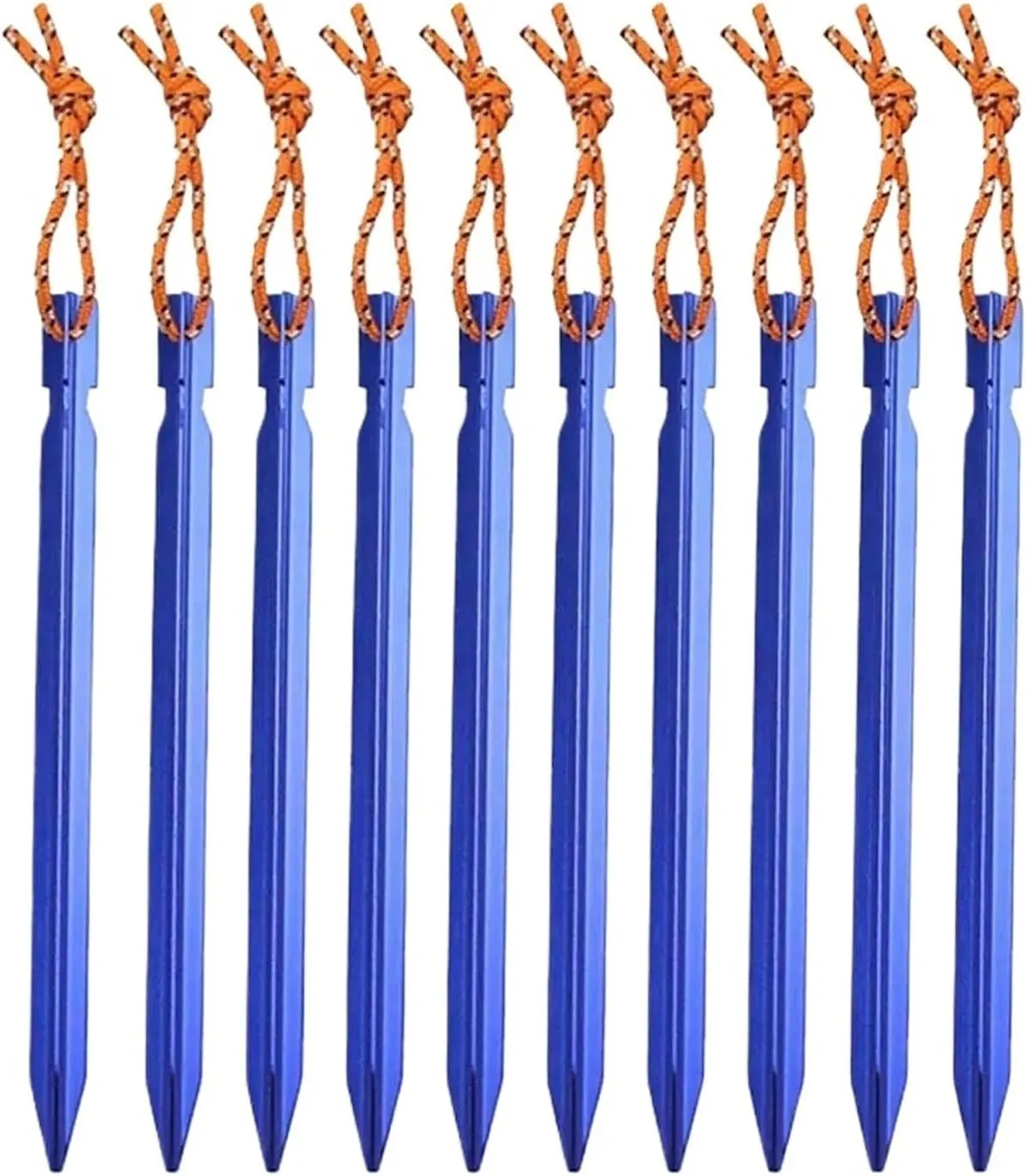 Canopy Tent Ground Pegs, Aluminum Alloy Outdoor Garden Ground Pegs with Rope for Camping Backpacking Hiking 18cm(Blue)