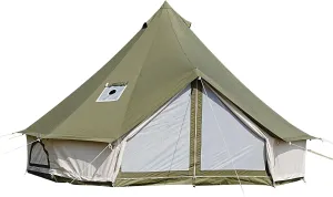 Canvas Bell Tent - 4 Seasons Glamping Yurt with Stove Jack for Family Camping - Waterproof