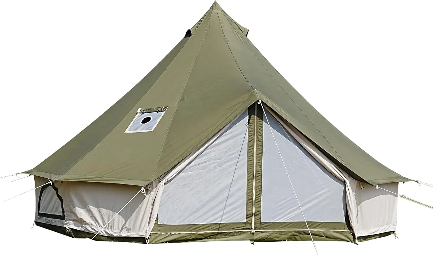 Canvas Bell Tent - 4 Seasons Glamping Yurt with Stove Jack for Family Camping - Waterproof
