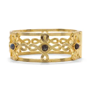 Capucine De Wolf Monique Compass Hinged Bangle - Gold/Blue Labradorite