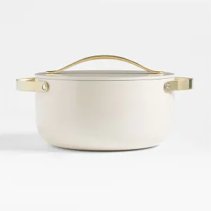Caraway Cream Non-Stick Ceramic 6.5-Qt. Dutch Oven with Gold Hardware