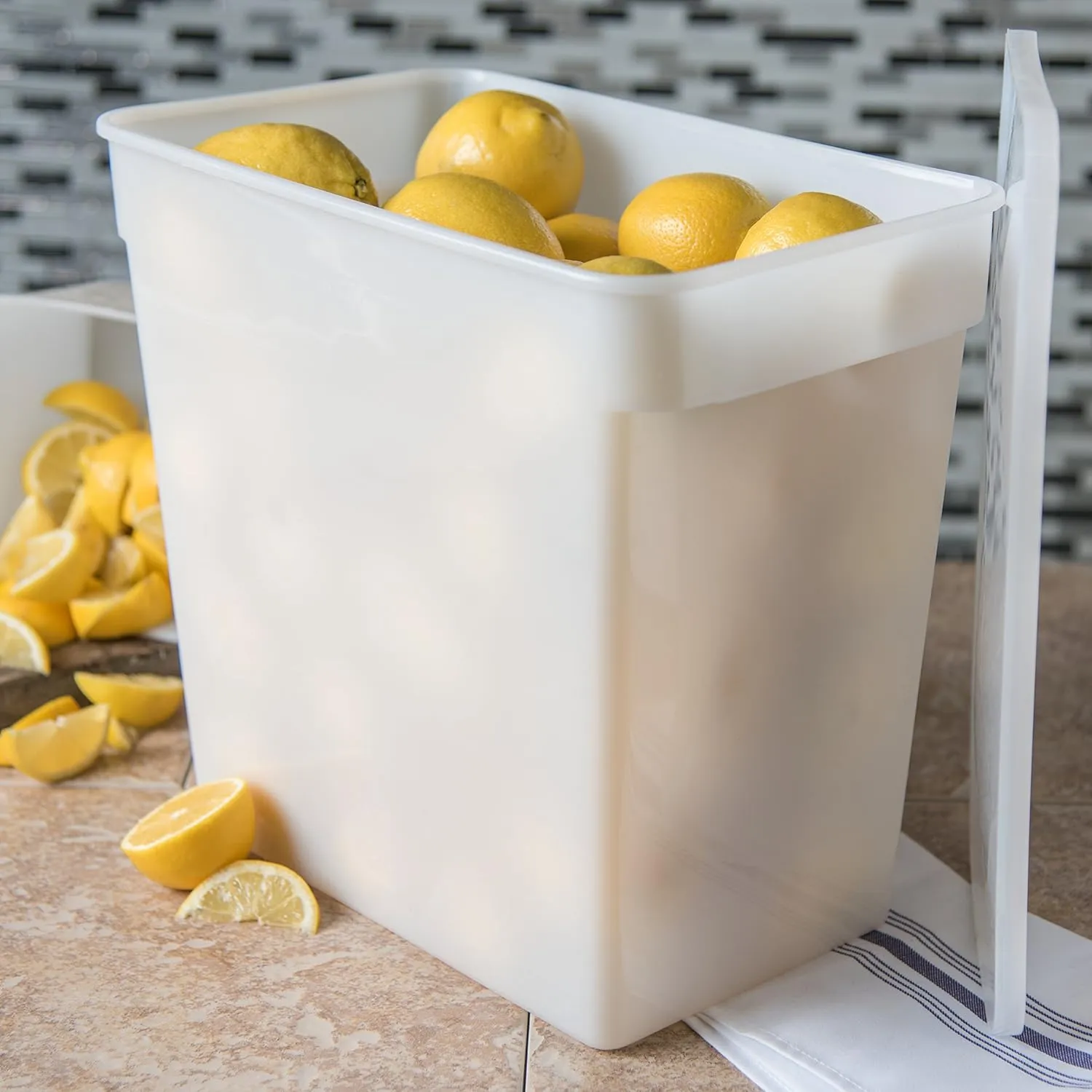 Carlisle FoodService Products Storplus Rectangular Food Storage Container with Stackable Design for Kitchens, Restaurants, Catering, Plastic, 18 Quarts, White