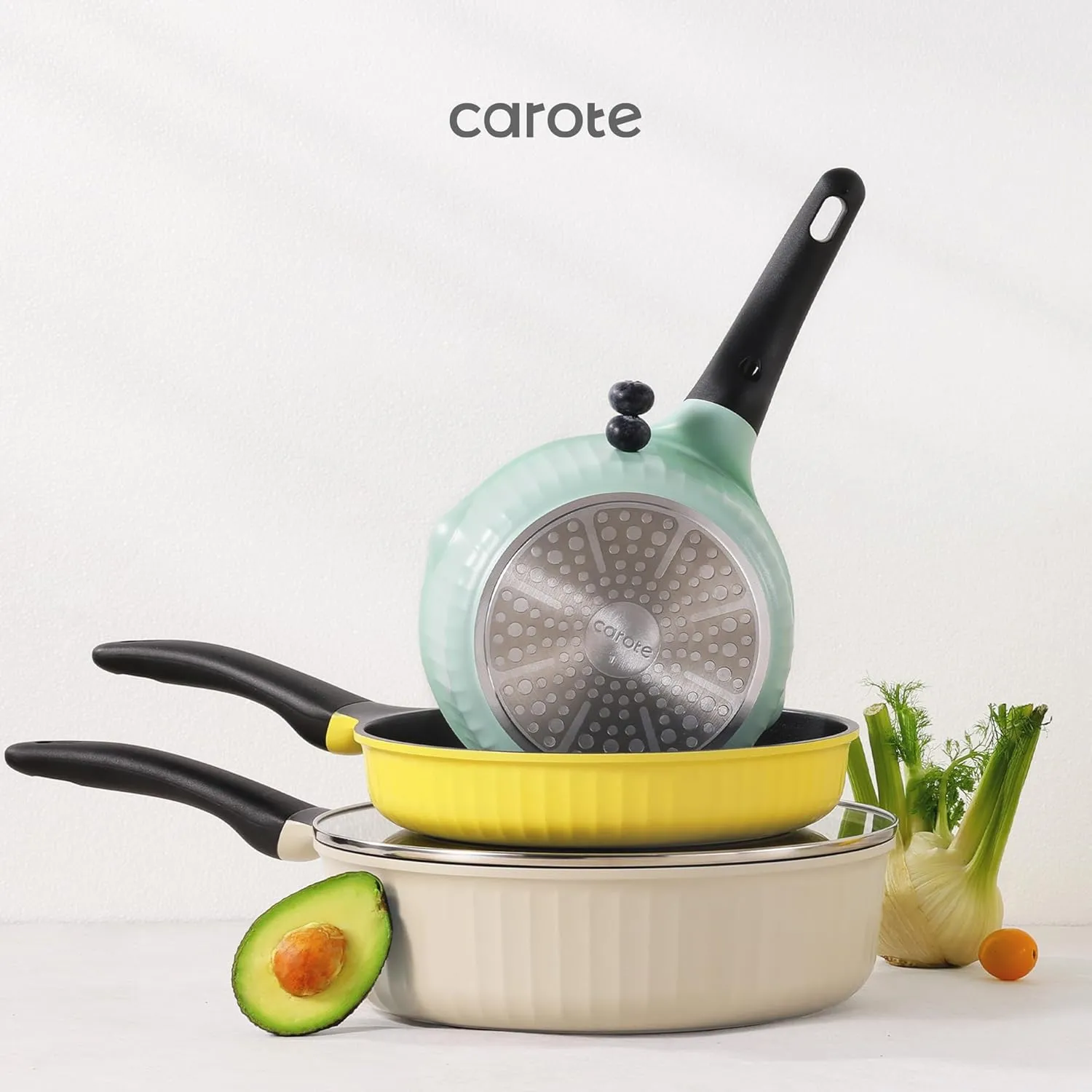 CAROTE Pots and Pans Set,Nonstick Cookware set, Induction Cookware, Non Stick Kitchen Cooking Set, with Frying Pans Set,Egg Pan