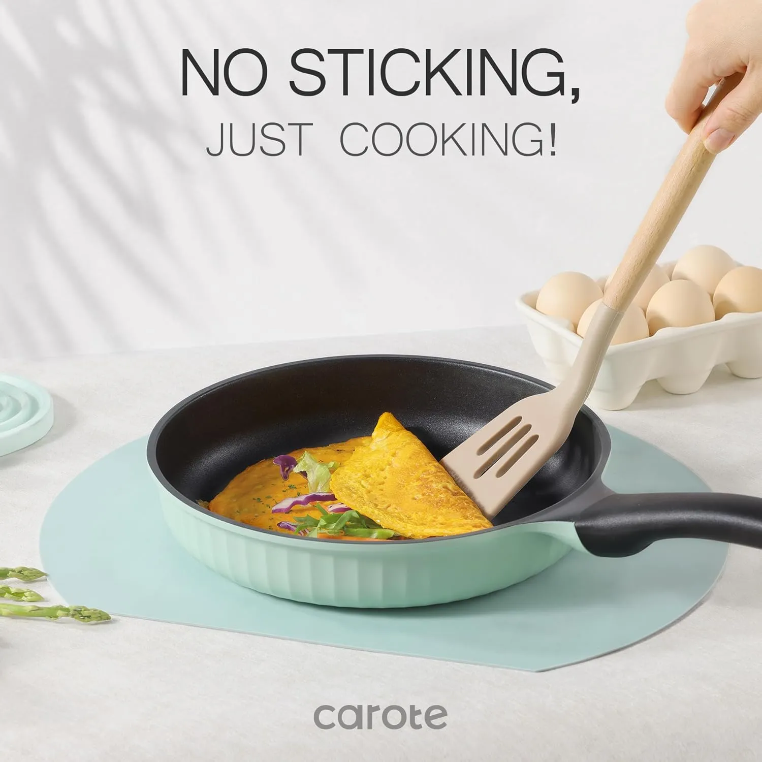 CAROTE Pots and Pans Set,Nonstick Cookware set, Induction Cookware, Non Stick Kitchen Cooking Set, with Frying Pans Set,Egg Pan