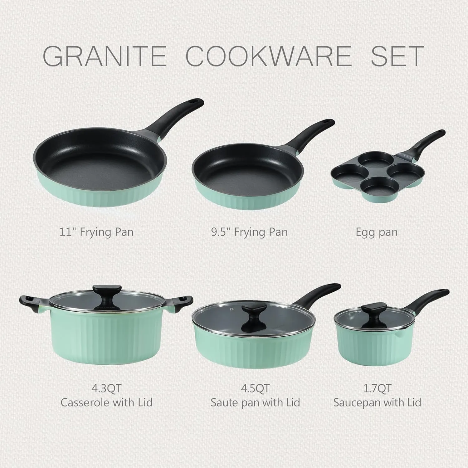 CAROTE Pots and Pans Set,Nonstick Cookware set, Induction Cookware, Non Stick Kitchen Cooking Set, with Frying Pans Set,Egg Pan