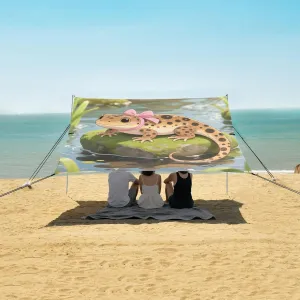 Cartoon Axolotl with Pink Bow Beach Camping Tent Sun Shelter for Whole Family, Beach Shade Canopy with UPF50  UV Protection,Easy Set Up and Carry,Outdoor Shade for Trips, Fishing, Backyard Fun