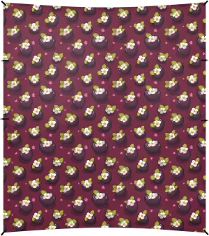 Cartoon Purple Fruit Brown Beach Cabana UPF50 Waterproof Large Sun Shade with Sandbags, Sand Shovel, Poles for Camping, Picnics, Backyard & Fishing