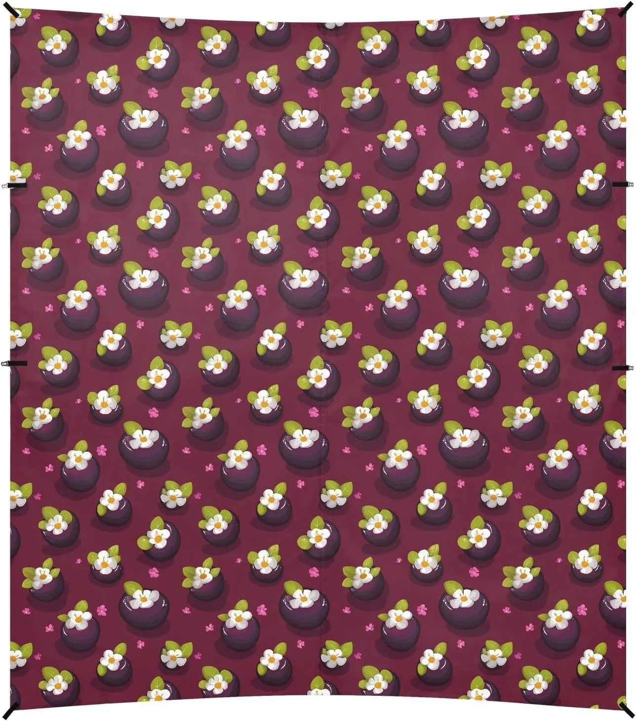 Cartoon Purple Fruit Brown Beach Cabana UPF50 Waterproof Large Sun Shade with Sandbags, Sand Shovel, Poles for Camping, Picnics, Backyard & Fishing