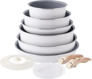 Ceramic Pots and Pans Set Nonstick - 18 PCS Kitchen Cookware Sets Detachable Handle Pot and Pan Set Removable Handle Camping Cooking Set, Oven Safe Non Toxic Frying Pans for Cooking Pot Set Gift