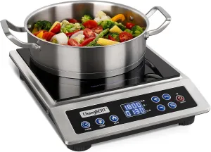 ChangBERT Portable Induction Cooktop, NSF Certified Pro Induction Hot Plate, Powerful 1800W with Large 8" Heating Coil, 18/10 Stainless Steel, 18 Temp Settings Commercial Grade Countertop Burner