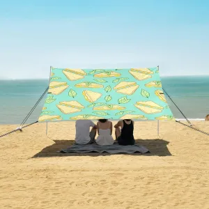 Cheese Yellow Beach Canopy Tent Anti-UV & Wind Resistant, Food Camping Sun Shelter Easy Setup Portable,Outdoor Shade Tents with Sandbags,Sand Shovels,Ground Pegs & Stability Poles