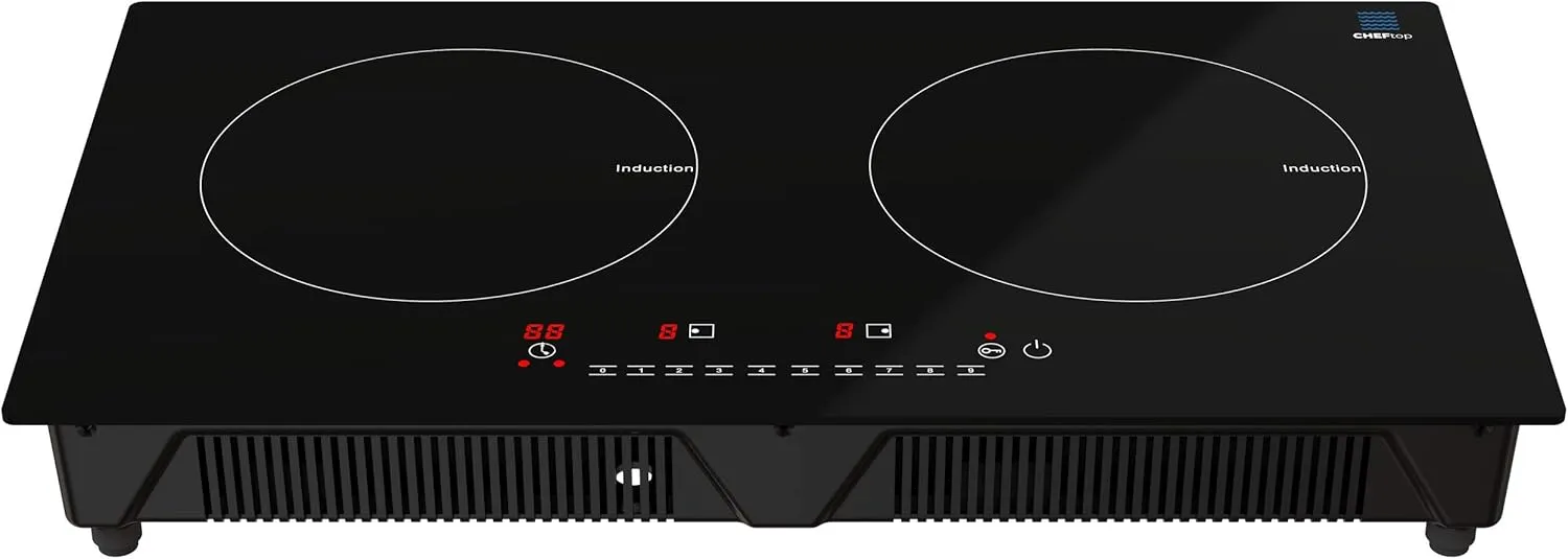 Cheftop Induction Cooktop Portable Induction Burners 120V Digital Ceramic Top with Kids Safety Lock,1800 Watt, Touch Sensor Control Multiple Cooking Zones & Levels (Double Burner)