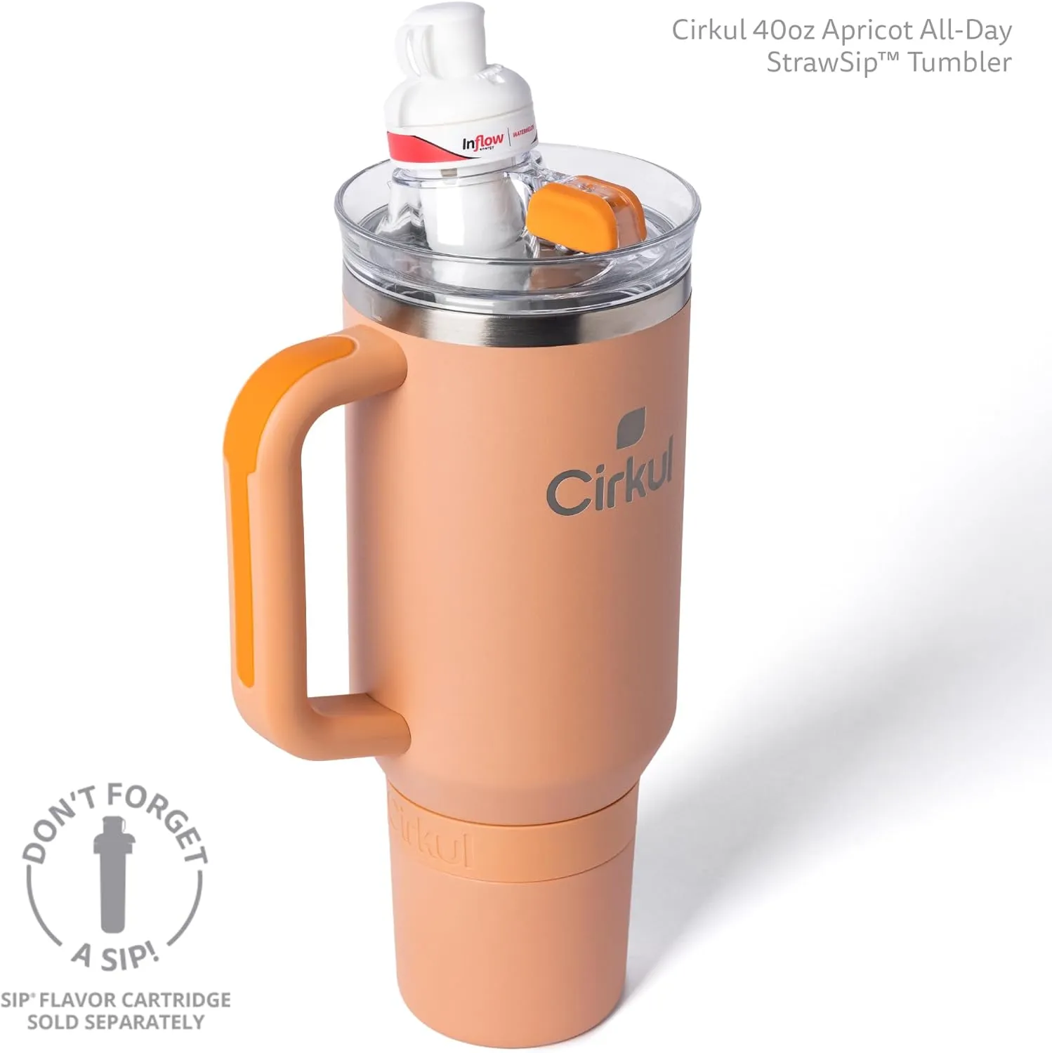 Cirkul 40oz. Apricot Stainless Steel Tumbler with Handle, All-Day StrawSip™, Double-Wall Insulated