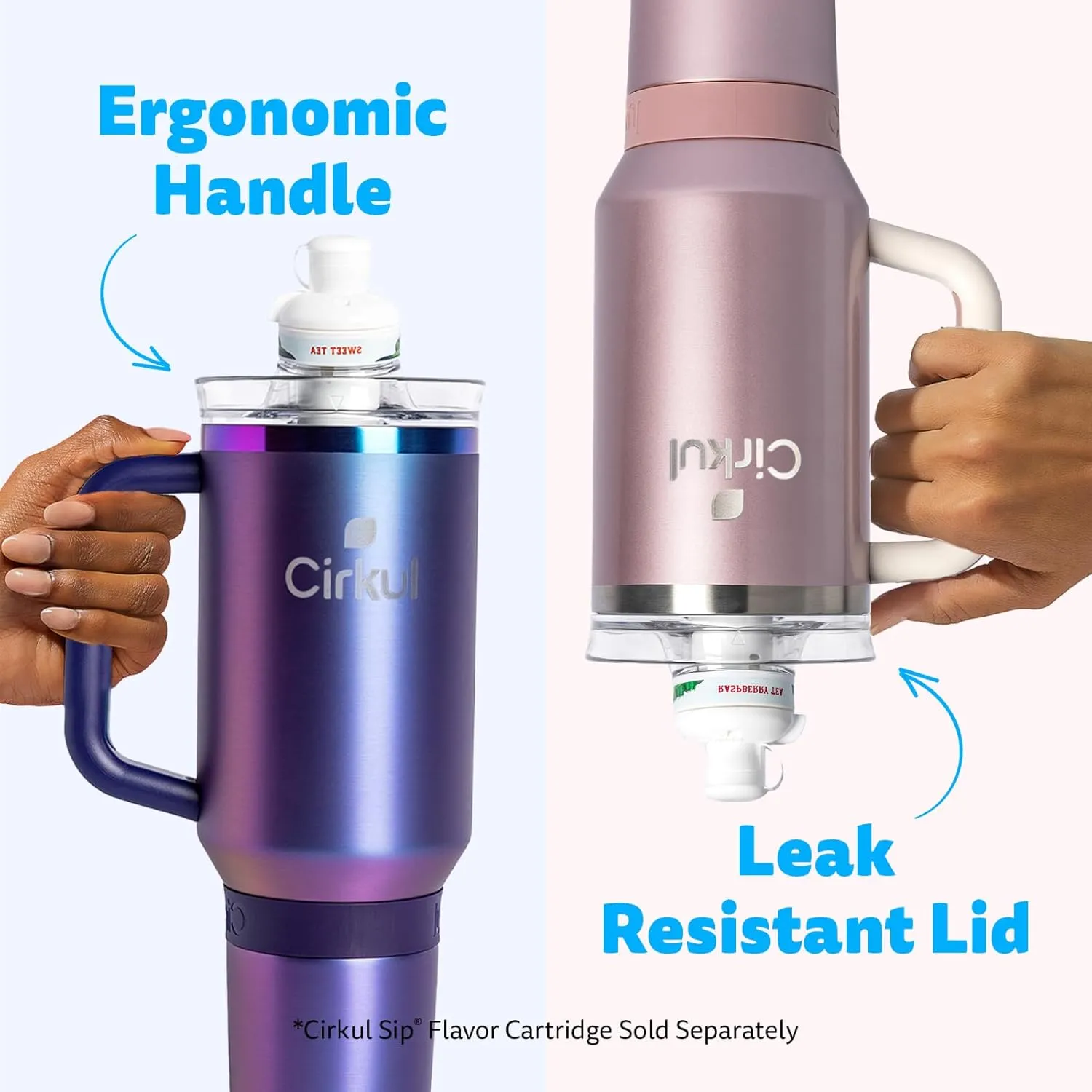 Cirkul 40oz. Chameleon Stainless Steel Tumbler with Handle, All-Day StrawSip, Double-Wall Insulated