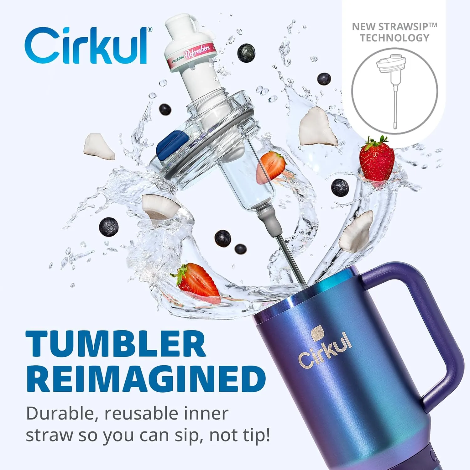 Cirkul 40oz. Chameleon Stainless Steel Tumbler with Handle, All-Day StrawSip, Double-Wall Insulated