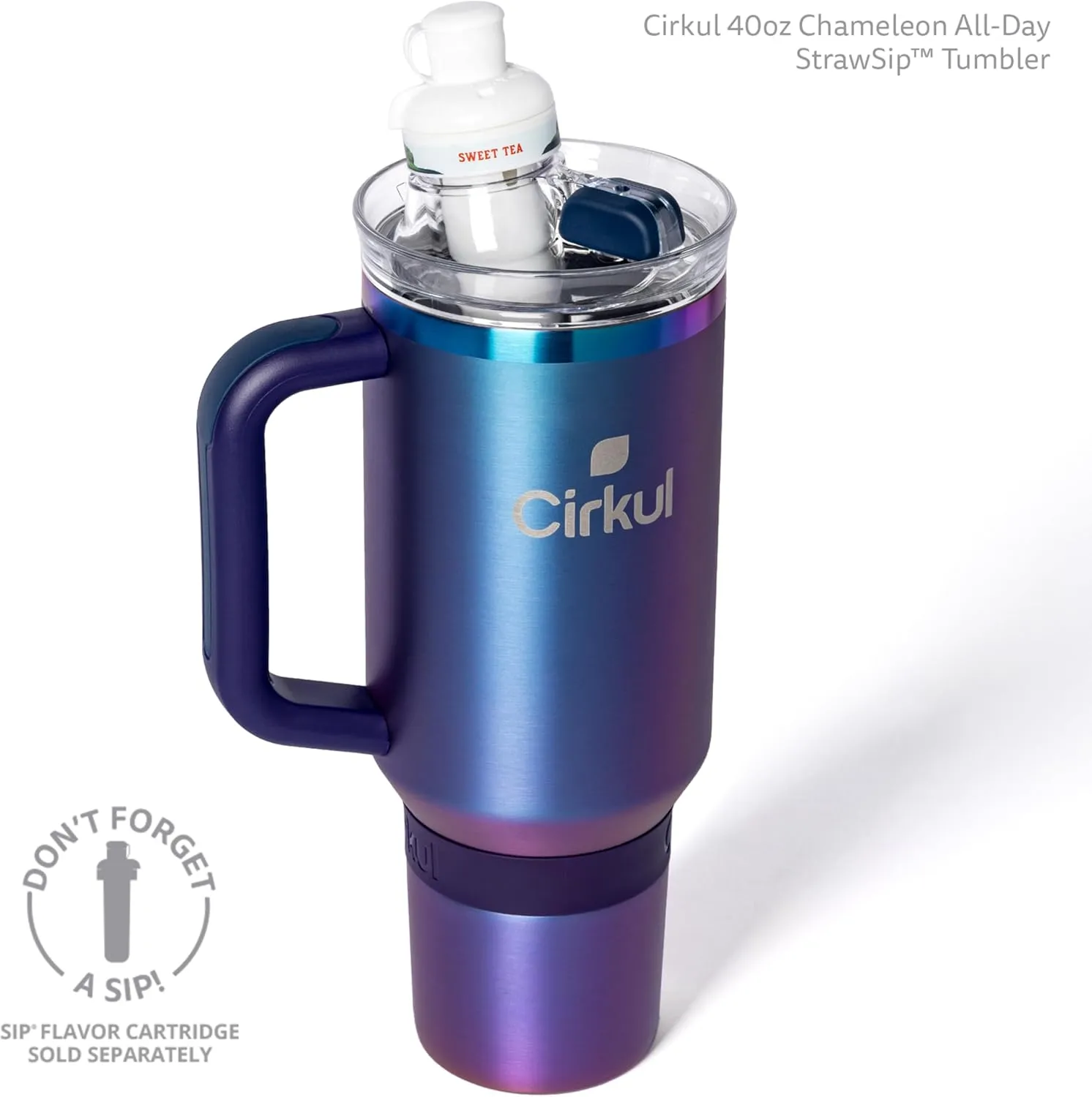 Cirkul 40oz. Chameleon Stainless Steel Tumbler with Handle, All-Day StrawSip, Double-Wall Insulated