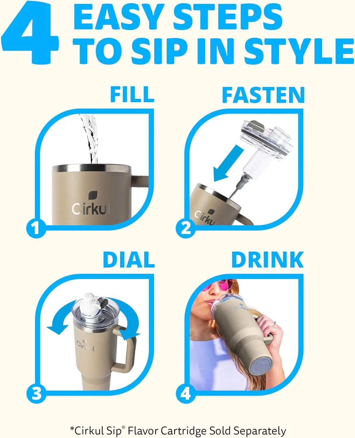 Cirkul 40oz. Ranger Stainless Steel Tumbler with Handle, All-Day StrawSip™, Double-Wall Insulated