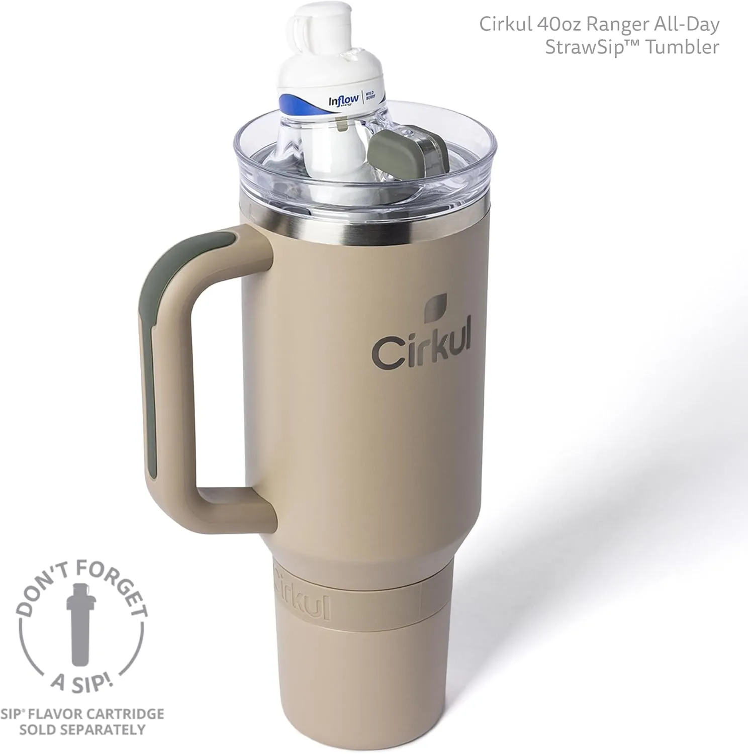 Cirkul 40oz. Ranger Stainless Steel Tumbler with Handle, All-Day StrawSip™, Double-Wall Insulated