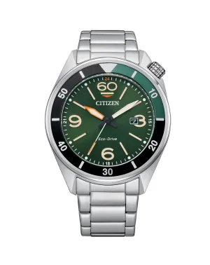 Citizen Eco Drive Bracelet Green Dial Watch AW1718-88X