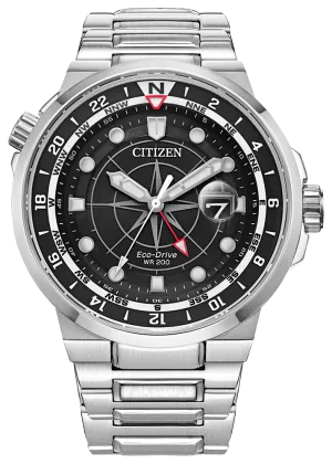 Citizen GMT Endeavour model bj7140-53e gents eco drive wristwatch 35839