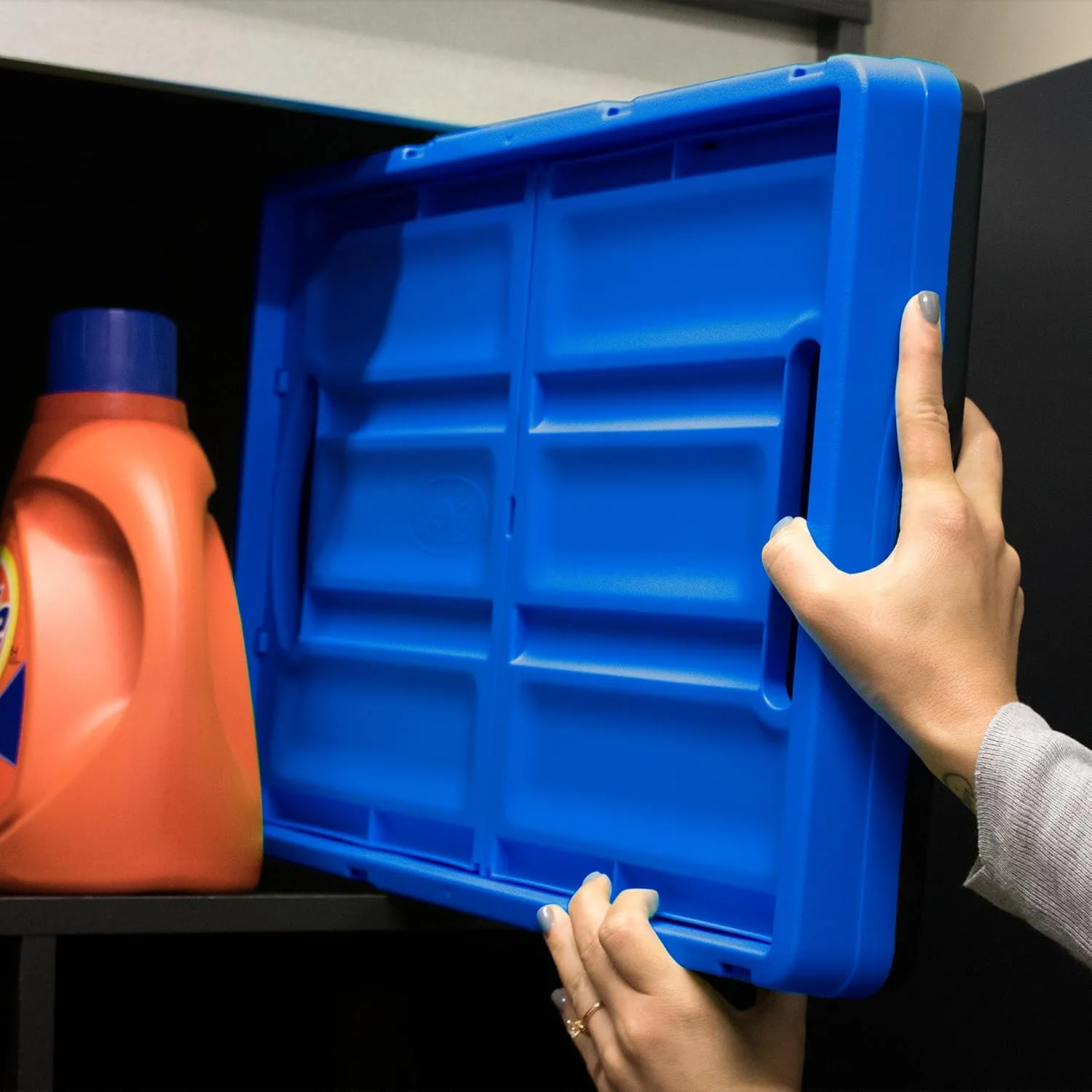 CleverMade Collapsible Storage Bins - Royal Blue 3 Pack 62L - Stackable Containers Heavy Duty Capacity Folding Crates - Space-Saving for Home