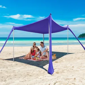 Clothclose Beach Tent - 10 x 10 FT, UPF50 Sun Shelter with 4 Sandbags, Aluminum Poles, Perfect for Beach, Camping, Picnics, Fishing