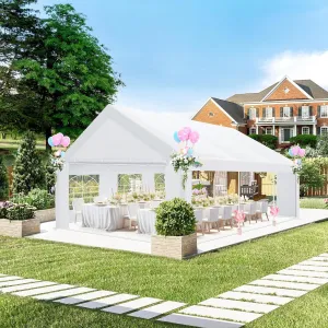 COBIZI Tent for Parties 20x20 Heavy Duty, Party Tents with 4 Removable Sidewalls & 4 Built-in Sandbags, 20x20 Canopy Tent, UV 50 , Waterproof, White