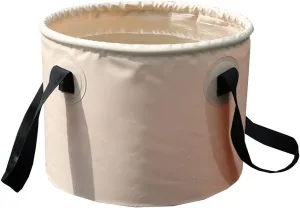 Collapsible Bucket 5 Gallon, Multifunctional Portable Collapsible Fishing Bucket, Wash Basin Folding Bucket, Water Container for Fishing, Camping, Gardening (Color : Khaki)
