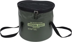 Collapsible Bucket, Portable Folding Water Bucket with Mesh Pouch Draining Bucket Water Container Fishing Bucket for Camping, Hiking, Traveling, Fishing, Washing, Gardening (Green)