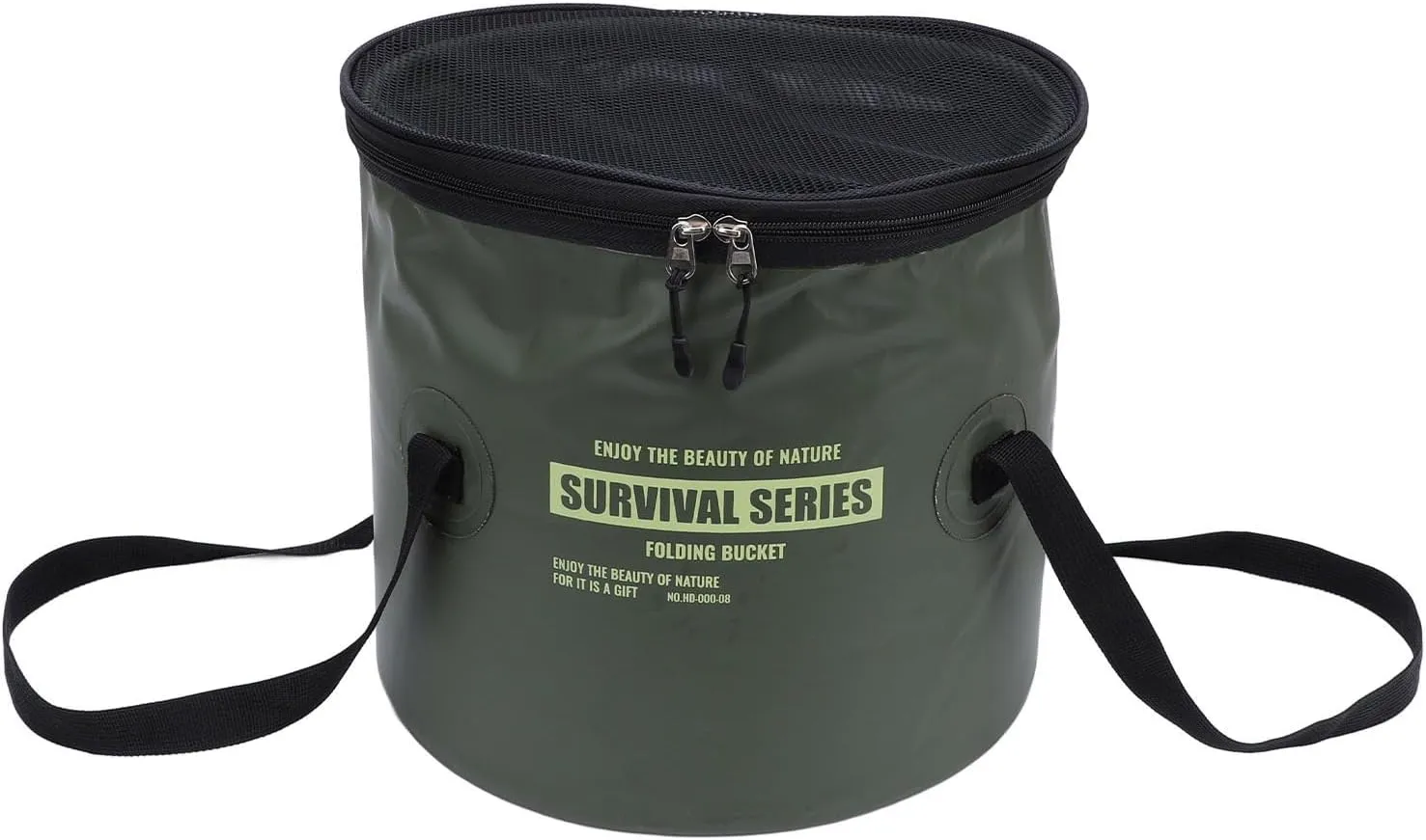 Collapsible Bucket, Portable Folding Water Bucket with Mesh Pouch Draining Bucket Water Container Fishing Bucket for Camping, Hiking, Traveling, Fishing, Washing, Gardening (Green)