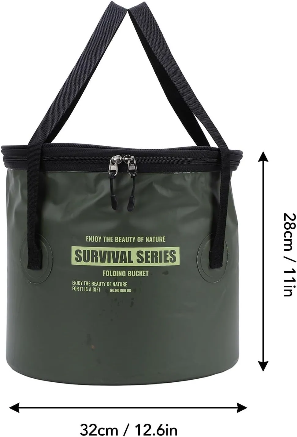 Collapsible Bucket, Portable Folding Water Bucket with Mesh Pouch Draining Bucket Water Container Fishing Bucket for Camping, Hiking, Traveling, Fishing, Washing, Gardening (Green)