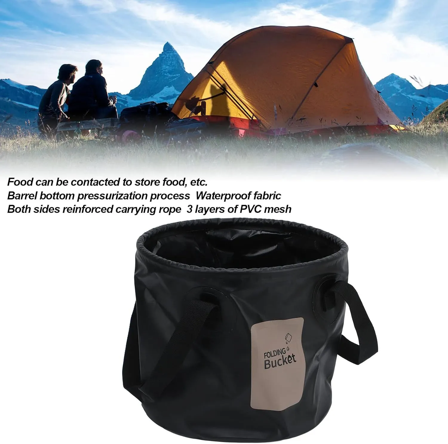 Collapsible Bucket with Handle, 10L Portable Folding Bucket, Multifunctional Foldable Water Container for Fishing, Camping, Hiking, Car Washing and More
