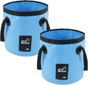 Collapsible Bucket,5 Gallon Camping Water Storage Container Folding Bucket for Fishing Camping Travelling Boating Gardening Hiking (2PCS Blue)