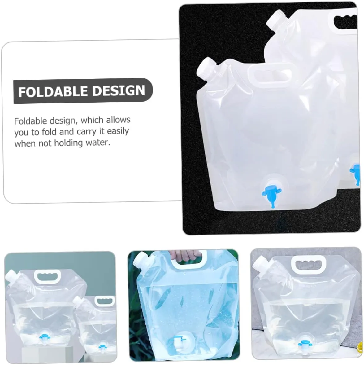 Collapsible Drinking Water Bag Set Large Capacity Outdoor Water Storage Bag for Hiking and Camping