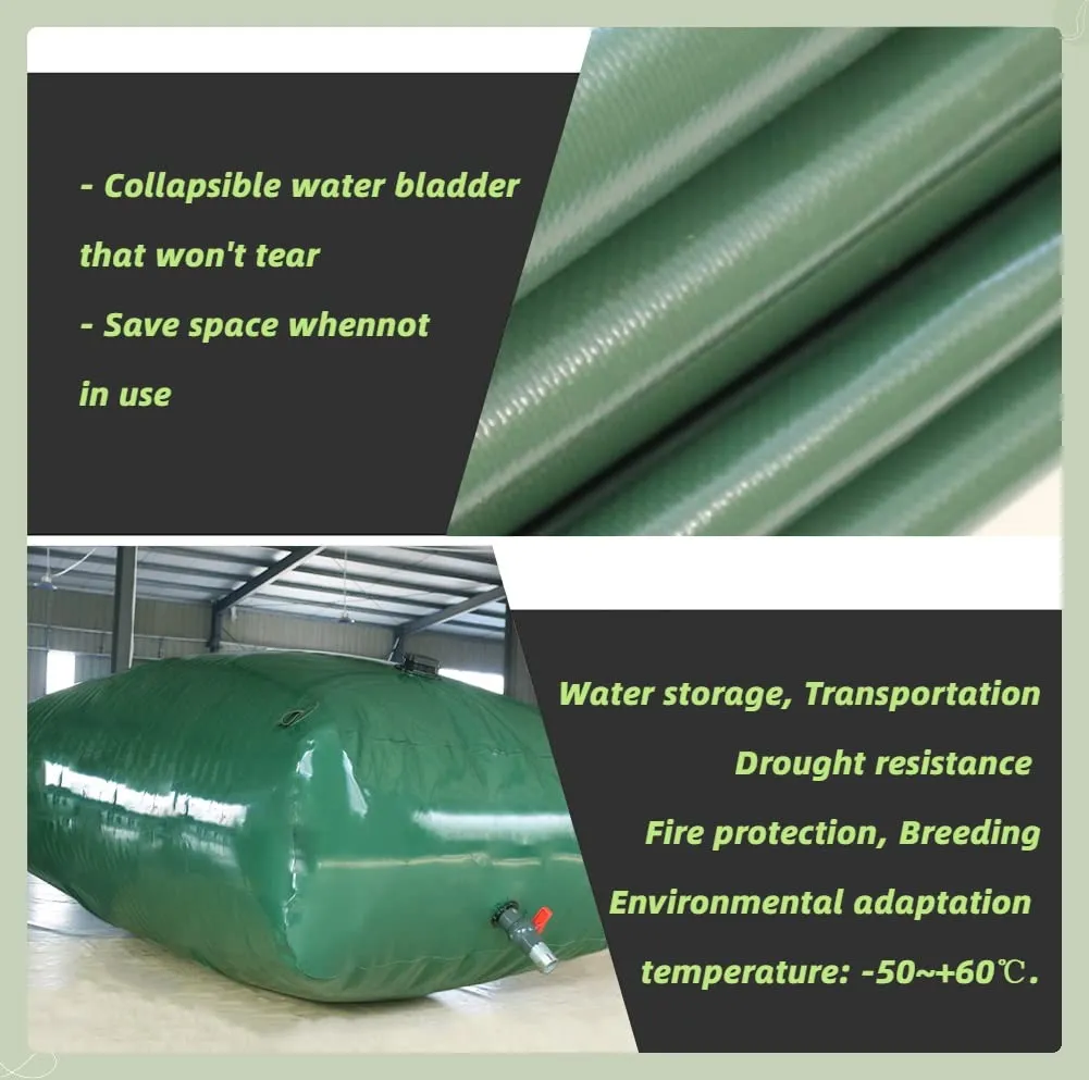 Collapsible PVC Water Tank Container - 100-1585L， Emergency Water Storage & Transport | Drought Resistance & Fire Prevention(4x1x1m/4000L/1056Gallon)