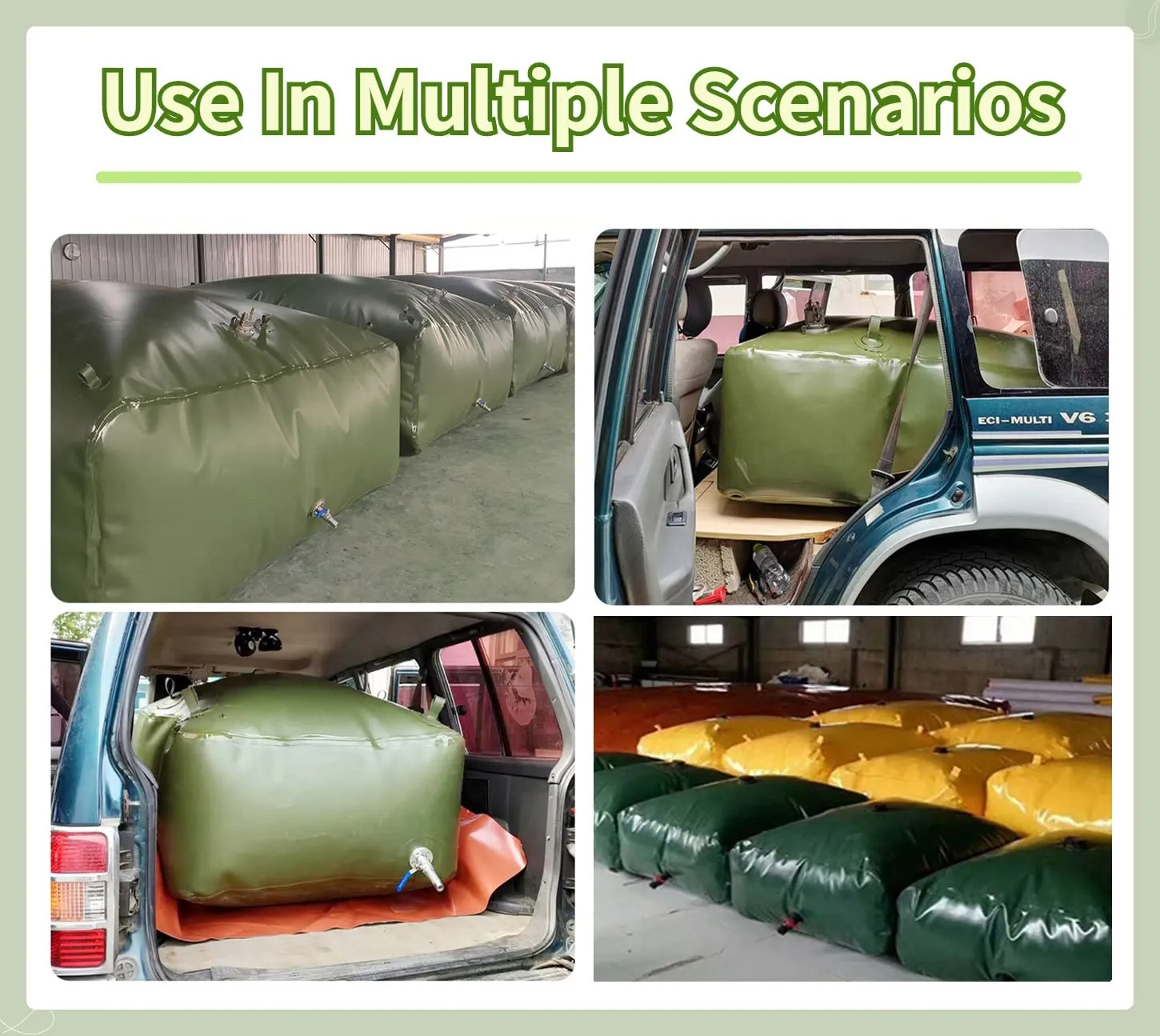 Collapsible PVC Water Tank Container - 100-1585L， Emergency Water Storage & Transport | Drought Resistance & Fire Prevention(4x1x1m/4000L/1056Gallon)
