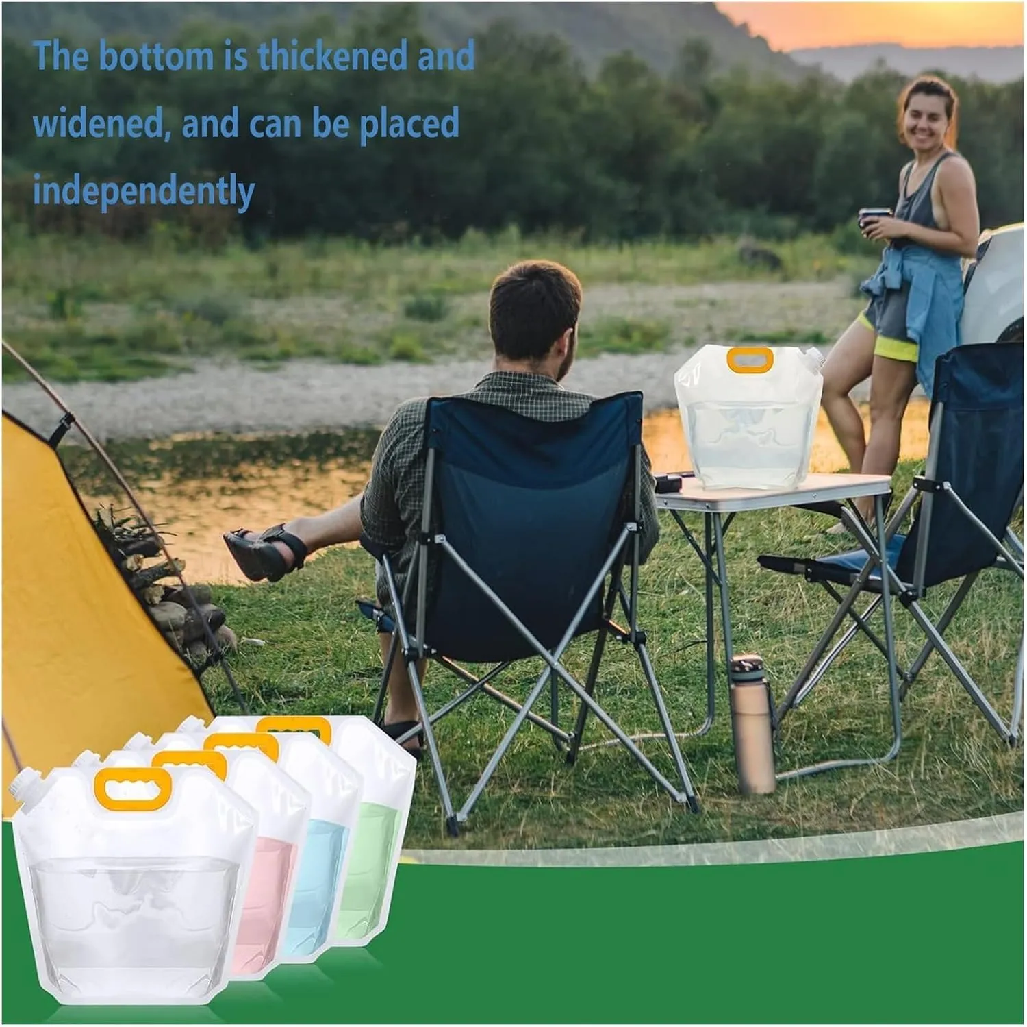 Collapsible Water Container Bag, BPA Free Plastic Collapsible Water Bag Set Car Water Container for Camping Hiking Backpack Emergency(3PCS,2.5L)