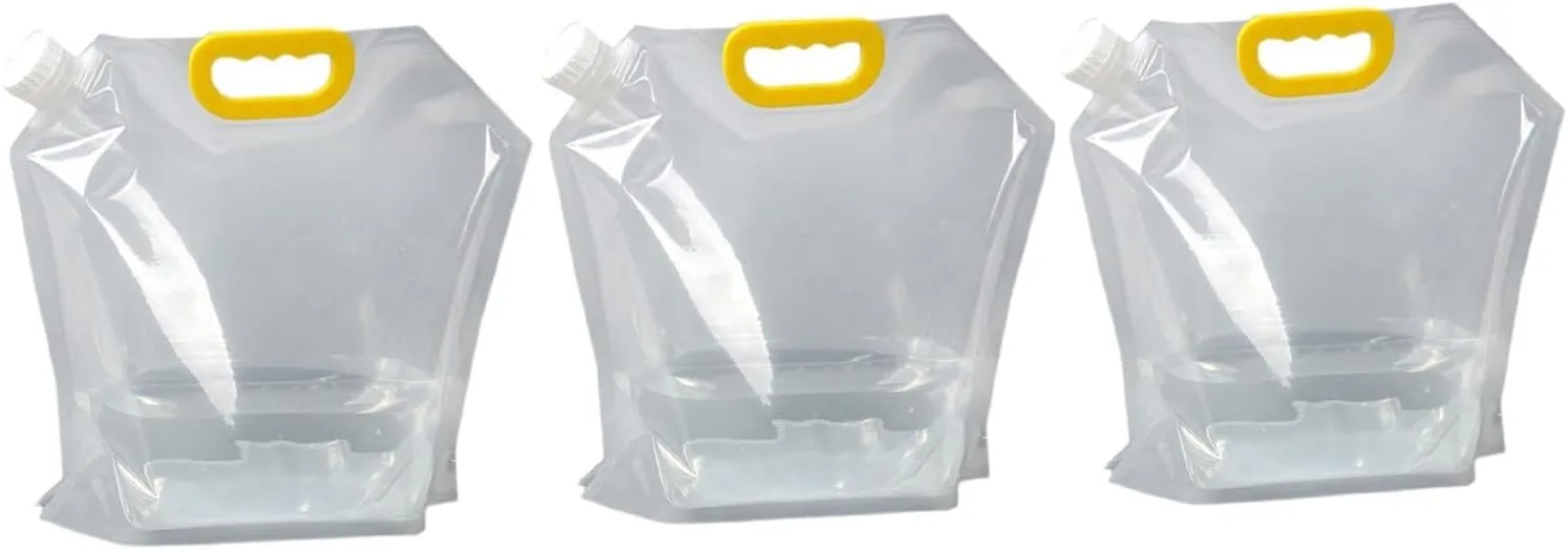 Collapsible Water Container Bag, BPA Free Plastic Collapsible Water Bag Set Car Water Container for Camping Hiking Backpack Emergency(3PCS,2.5L)
