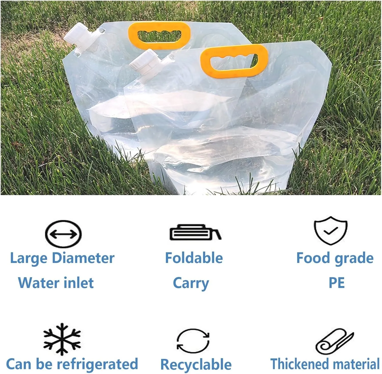 Collapsible Water Container Bag, BPA Free Plastic Collapsible Water Bag Set Car Water Container for Camping Hiking Backpack Emergency(3PCS,2.5L)