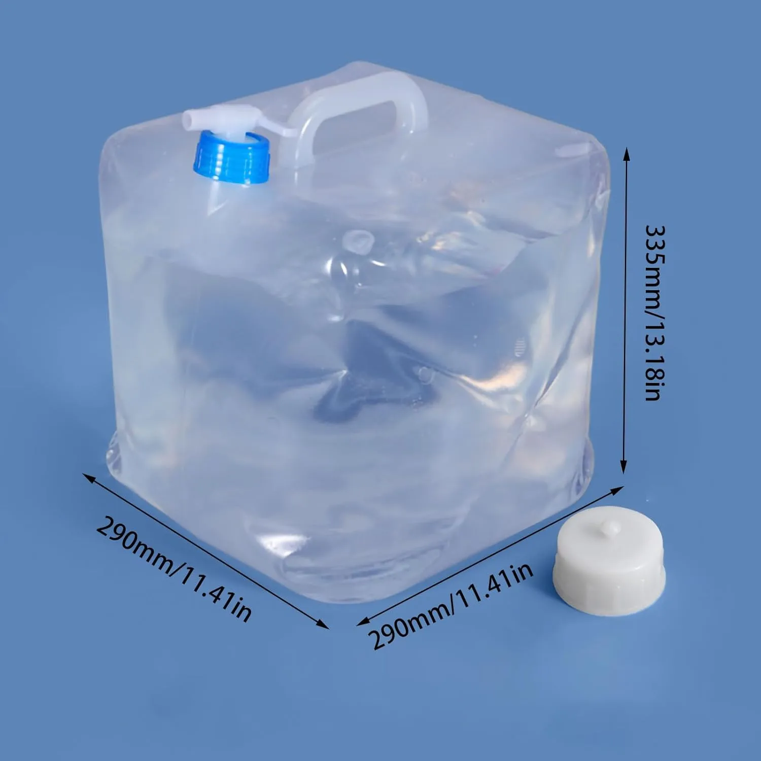 Collapsible Water Container, Large Capacity Water Storage Bag with Tap Sealed Cap Folding Soft Water Carrier for Outdoor Camping Hiking (20L)