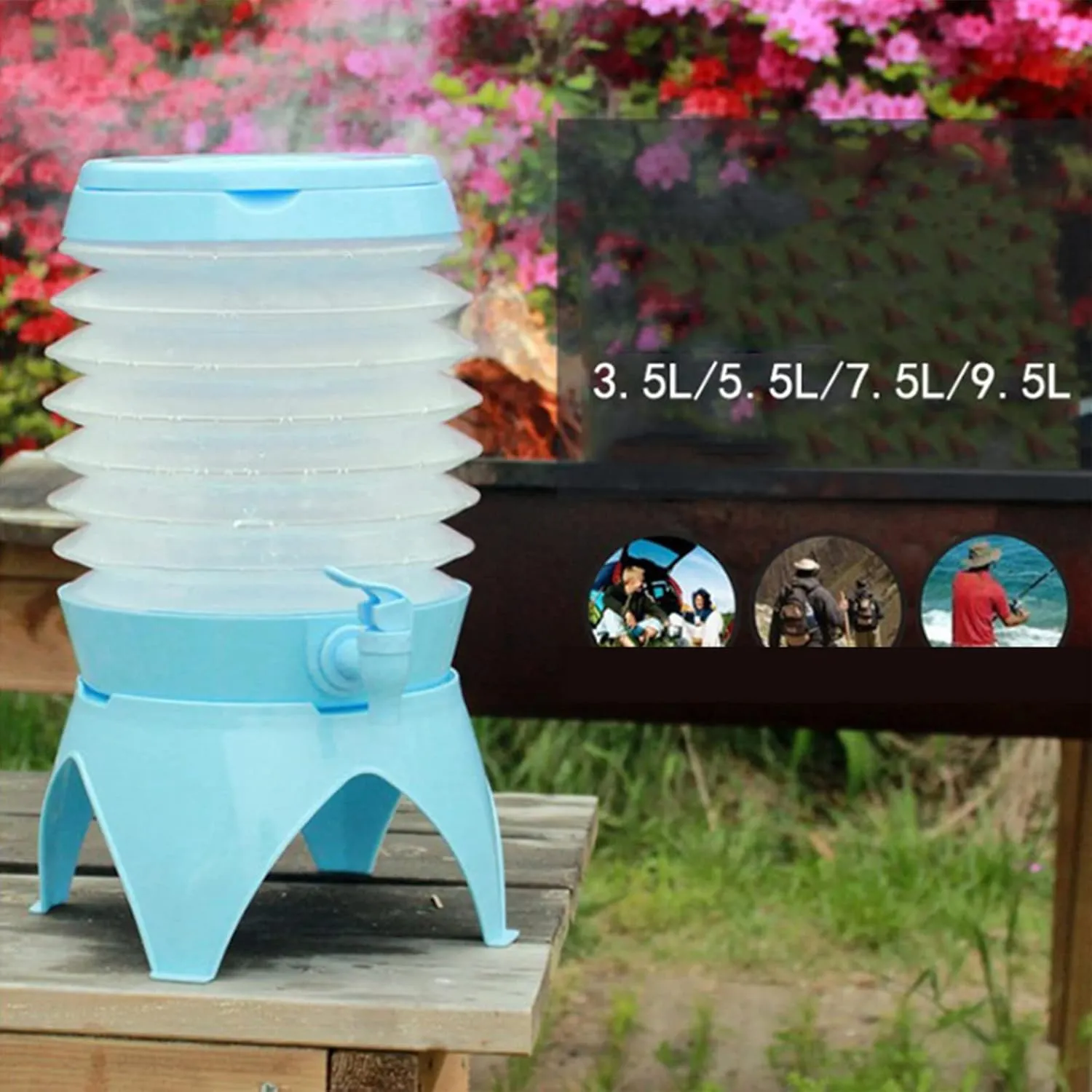 Collapsible Water Container Outdoor Camping Hiking Fishing Water Bucket Travel Folding Telescopic Water Storage Tank with Spigot