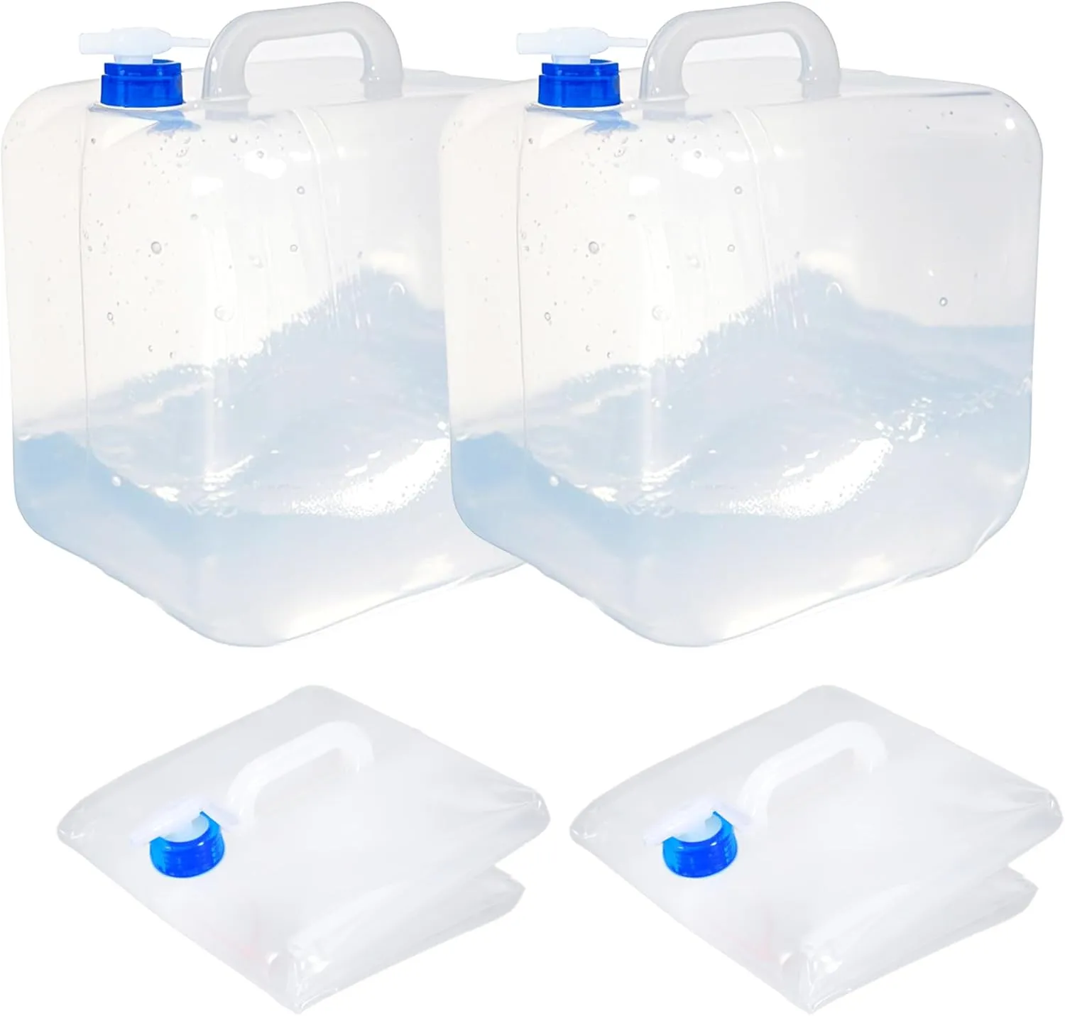 Collapsible Water Container with Spigot & Hook, BPA Free Water Jug, Foldable Carrier Bucket, Water Storage Container for Camping Hiking Survival Kit, 2-Pack (20L/5.3 Gallon)